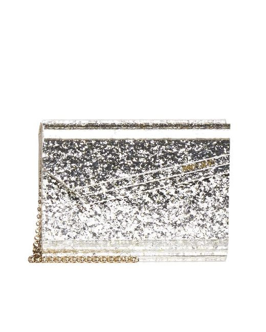 Jimmy Choo White Candy Glitter Acrylic Clutch Bag By