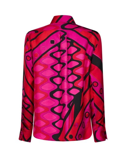 Emilio Pucci Pink Silk Twill Vivara-Print Shirt
