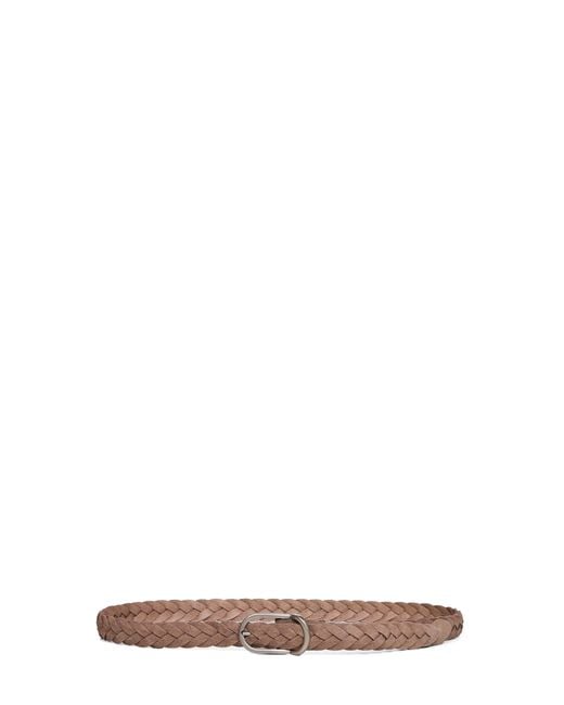 Brunello Cucinelli White Light Suede Woven Belt for men