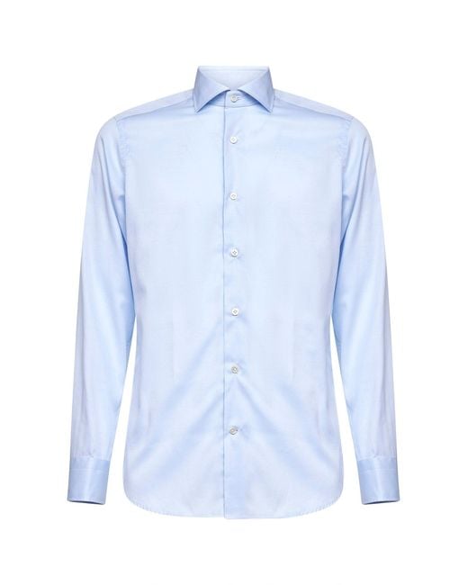 D 40 Blue Light Stretch Cotton Poplin Shirt for men