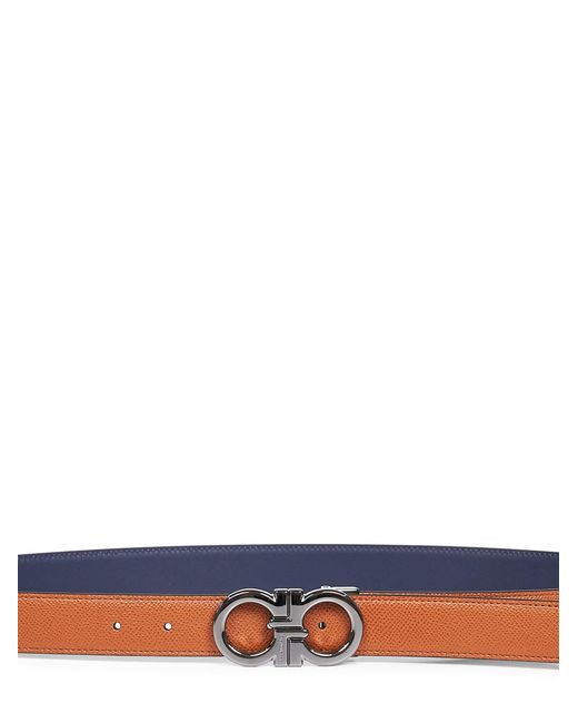 Ferragamo White Two-Tone Gancini Reversible Belt for men