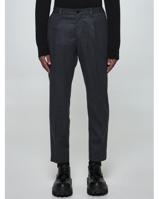 Dolce & Gabbana Blue Wool Trousers for men