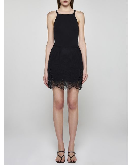 Isabel Marant Black Viny Lace Miniskirt