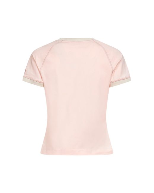Moncler Pink Light Stretch Jersey Logo And Heart T-Shirt