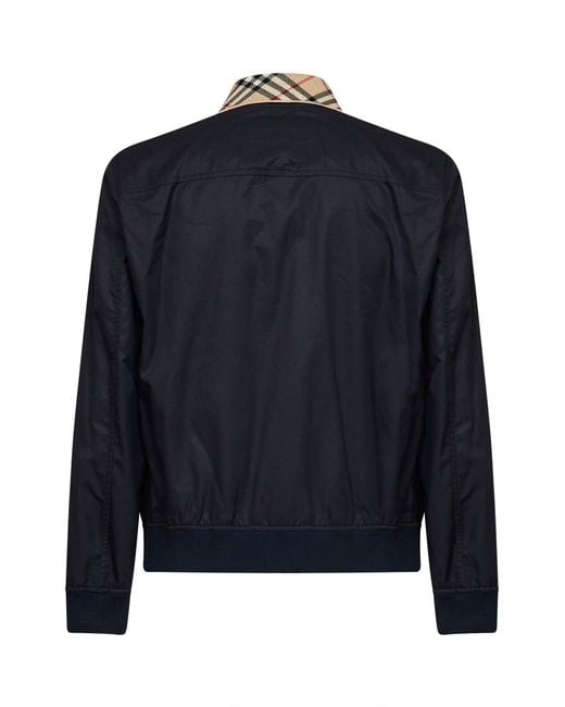 Burberry Blue Jacket Harrington Glenfields Gabardine for men