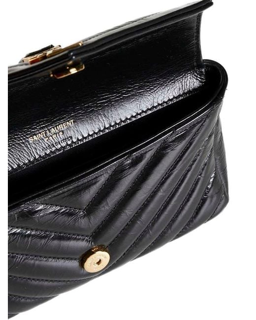 Saint Laurent Black College Mini Quilted Leather Bag