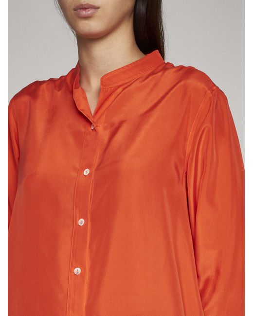 P.A.R.O.S.H. Orange Sunny Silk Habotai Shirt