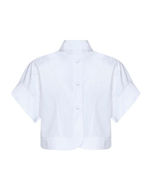Fendi Blue Shirt Cropped Cotton Poplin