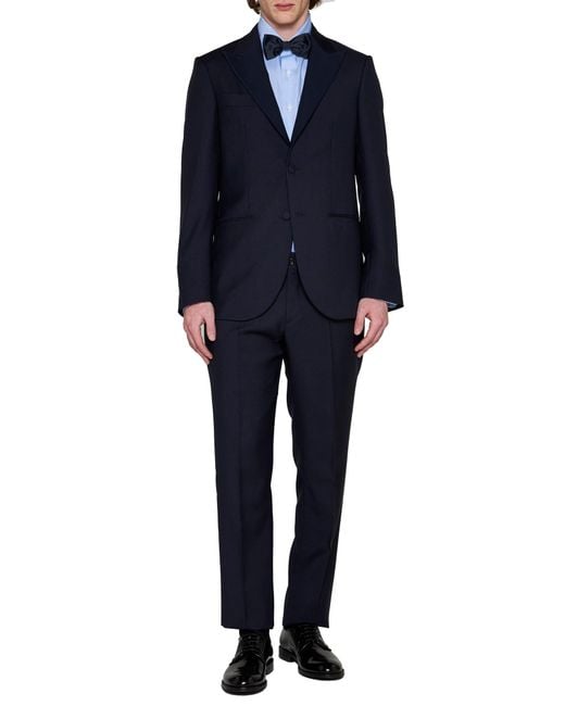 D 40 Blue Single-Breasted Wool Suit By D4.0 for men