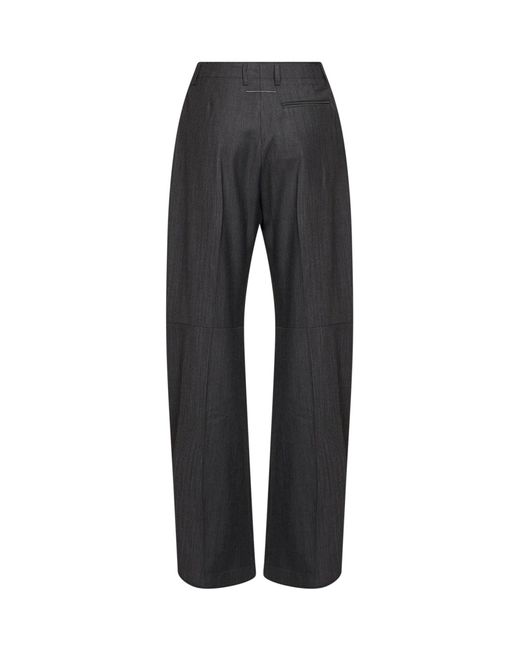 MM6 by Maison Margiela Black Wool Blend Wide-Leg Tailored Trousers