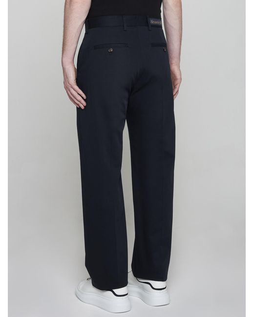 Alexander McQueen Blue Cotton Chino Trousers for men