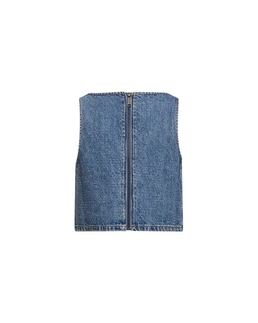 Self-Portrait Blue Self Portrait Rhinestone Denim Crop Top