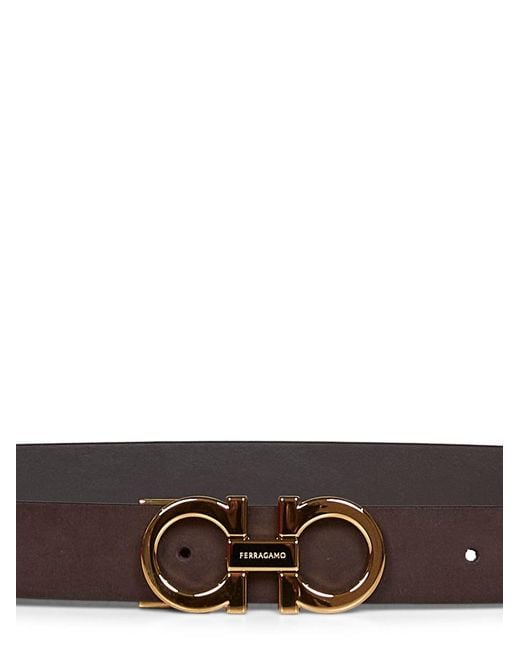 Ferragamo White Dark Suede Gancini Belt