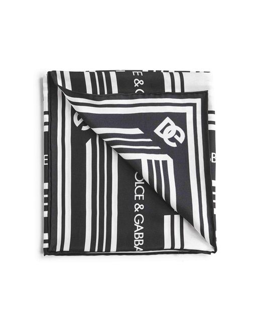 Dolce & Gabbana Black Crown Logo Square Handkerchief Scarf