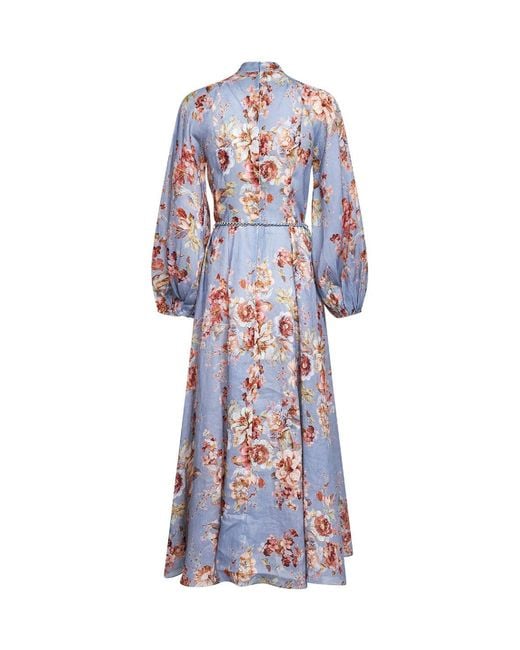 Zimmermann White Light Floral Chambray Linen Awaken Midi Dress