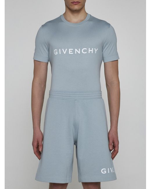 Givenchy Blue Logo Cotton Shorts for men