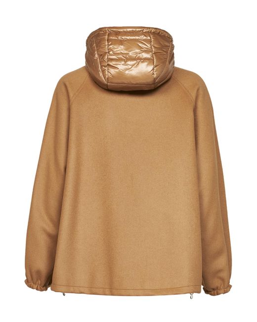 Herno Brown Wool Coat With Removable Padded Hood<Br