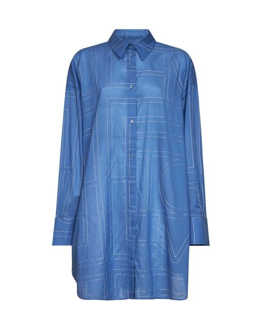 Totême  Blue Shirt Voile Monogram