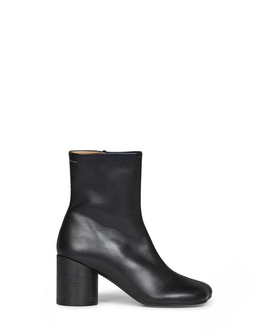 MM6 by Maison Margiela Black Nappa Leather Anatomic Ankle Boots