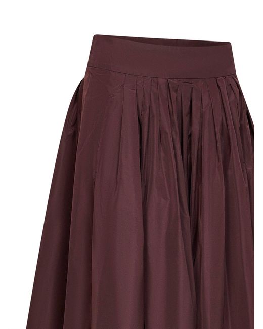 Max Mara Purple Burgundy Taffeta Smmromina Long Pleated Skirt