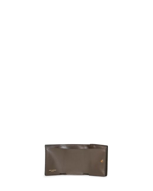 Saint Laurent White Niki Slim Tri-Fold Calf Leather Wallet <Br