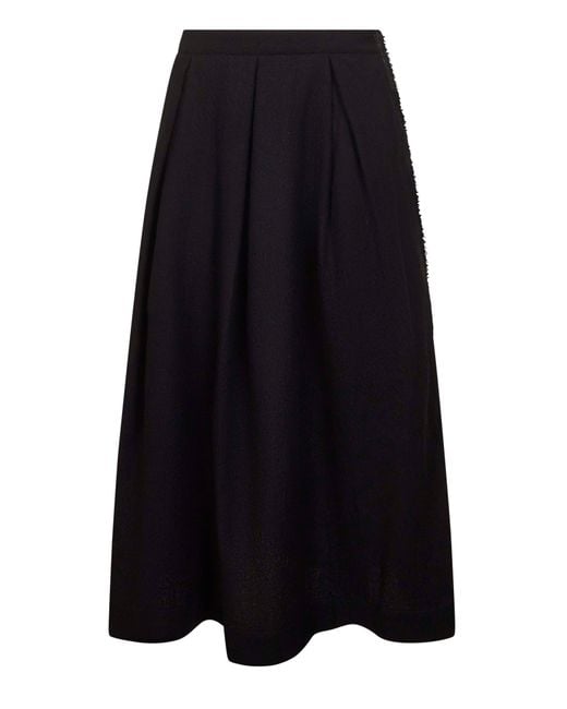 Uma Wang Blue Frontera Canvas Gomes Pleated Midi Skirt