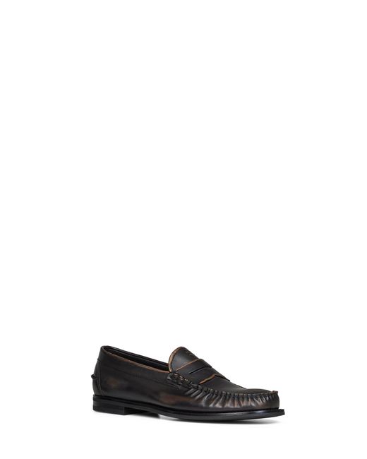 PRADA CALZATURE White Tan Antiqued Leather Loafers for men