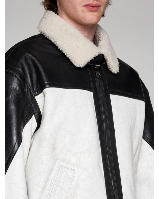 Neil barrett single on sale breasted shearling jacket