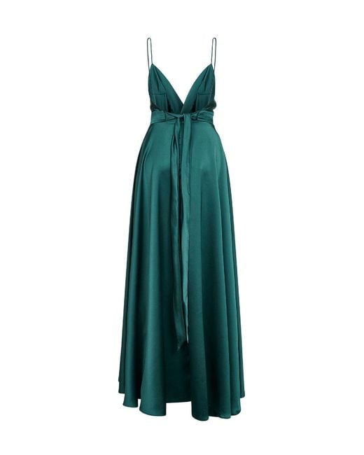 Blanca Vita Green Malachite Satin Aldi Long Dress