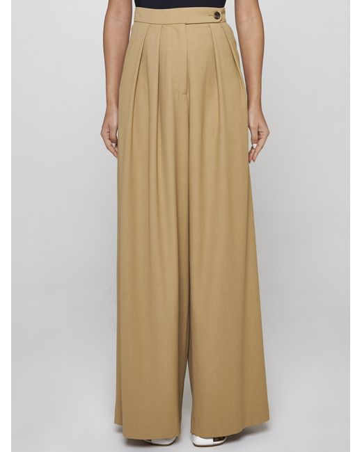 Dries Van Noten Natural Viscose And Wool-blend Trousers