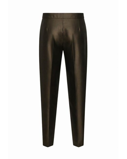 Max Mara Gray Khaki Silk Blend Shantung Mstzinco Carrot Trousers