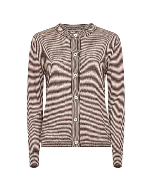 Blanca Vita Brown Thin-Striped Tasmania Wool Knit Cardigan