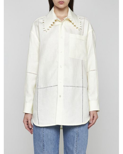 Bottega Veneta White Linen Shirt