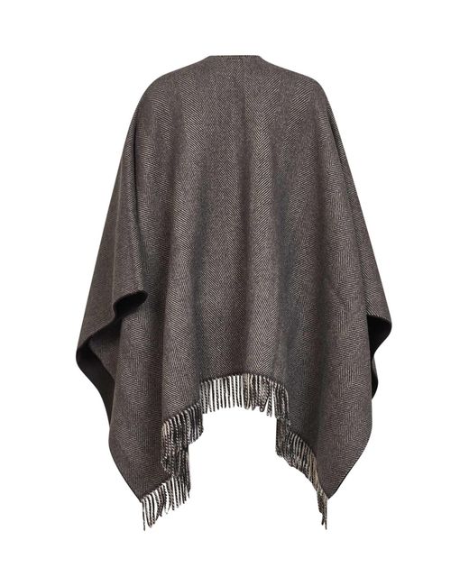 Brunello Cucinelli Gray Double Cashmere Reversible Poncho