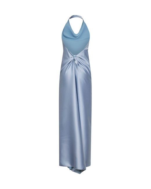 Blanca Vita Blue Powder Satin Antea Long Dress