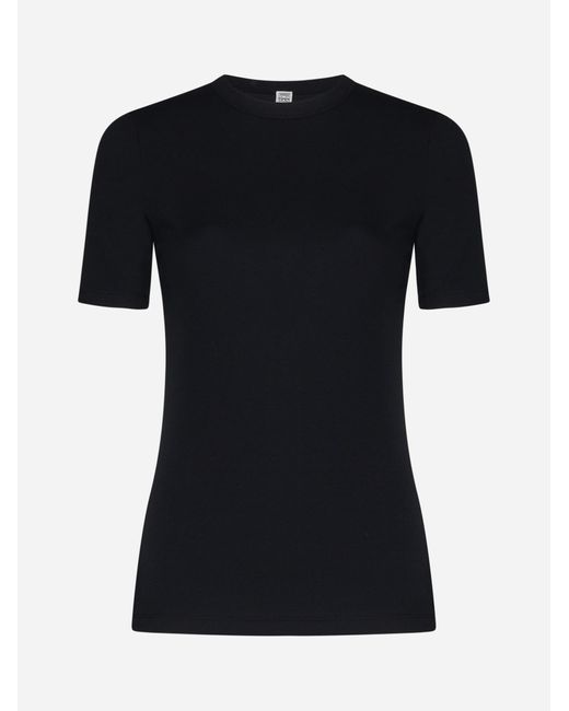 Totême  Black Rib Knit Cotton T-shirt