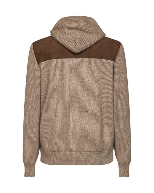 Brunello Cucinelli Brown Hooded Bomber Jacket for men