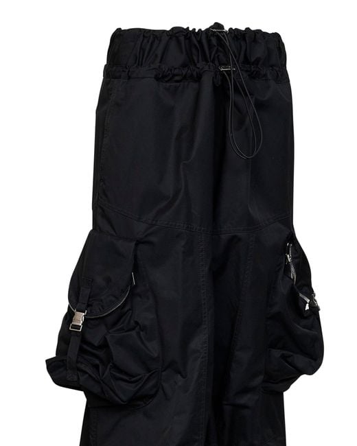 The Attico Black Overdyed Gabardine Cargo Trousers