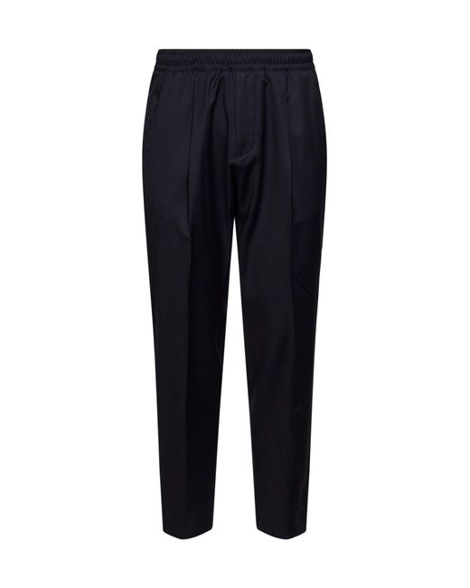 D 40 Blue Dark Virgin Wool Tokio Tapered Trousers for men