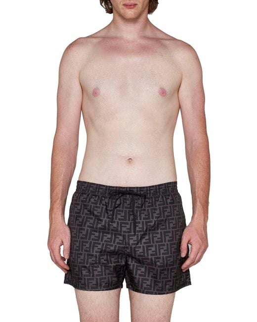 Fendi Gray Nylon Shorts for men
