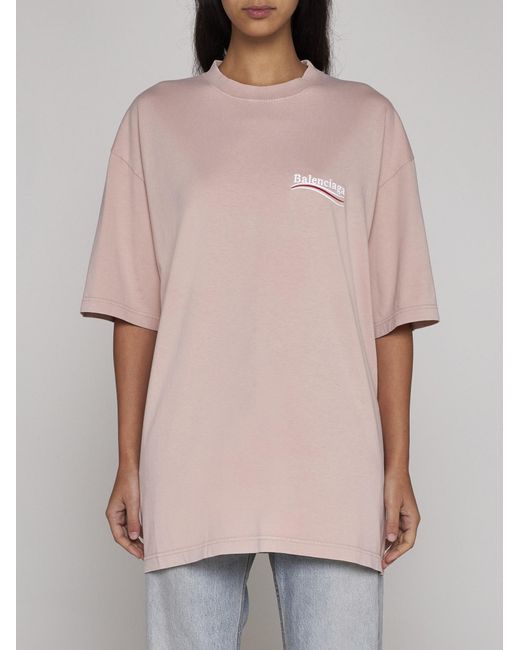 Balenciaga Pink Logo Cotton T-shirt