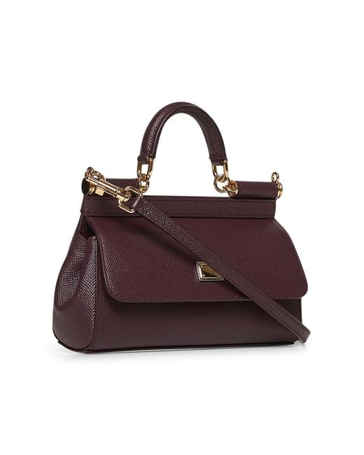 Dolce & Gabbana Brown Burgundy Small Sicily Handbag