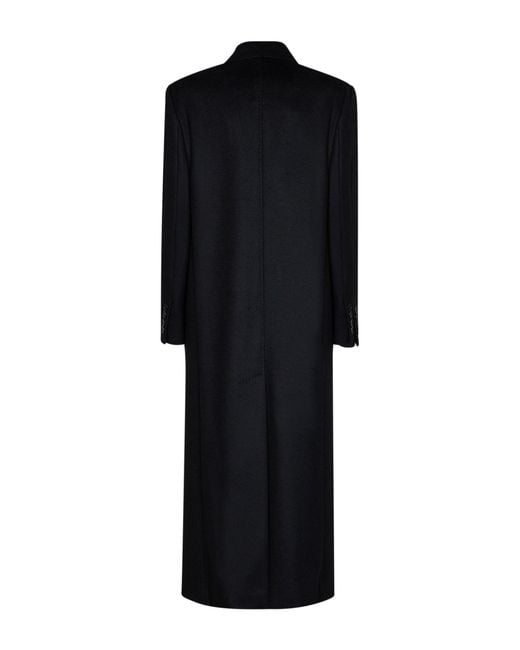 Max Mara Black Msteffige Tuxedo-Style Long Coat