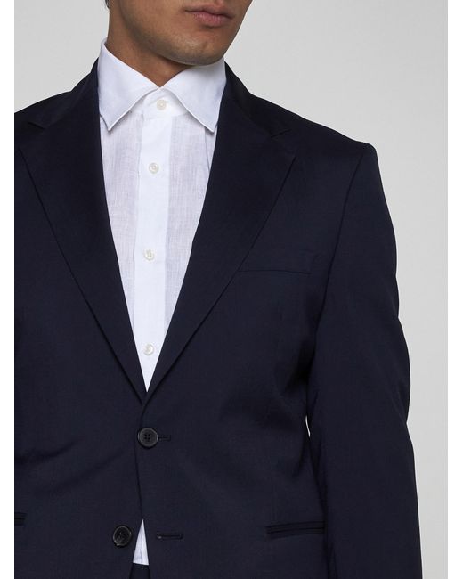 Low Brand Blue Wool Single-breasted Suit for men