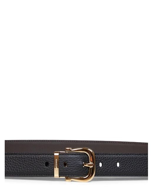 Ferragamo White And Dark Reversible Gancini Belt for men