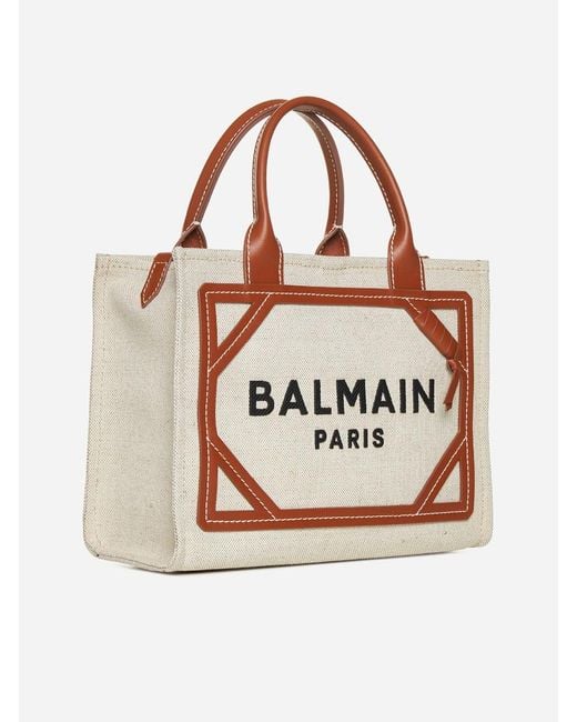 Balmain White B-army Shopper Small Canvas Bag