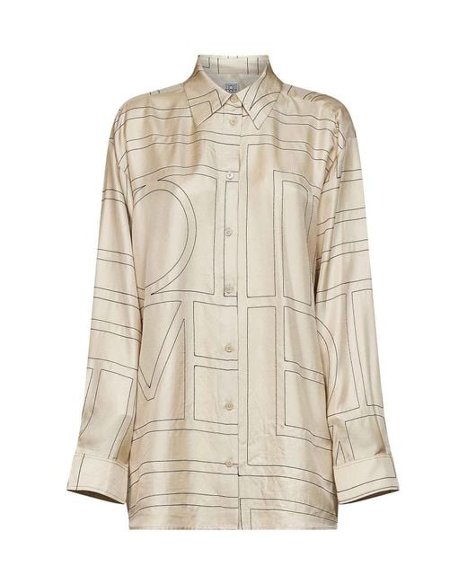 Totême Natural Monogram Silk Classic Shirt