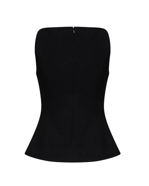 Self-Portrait Black Wool Crêpe Top