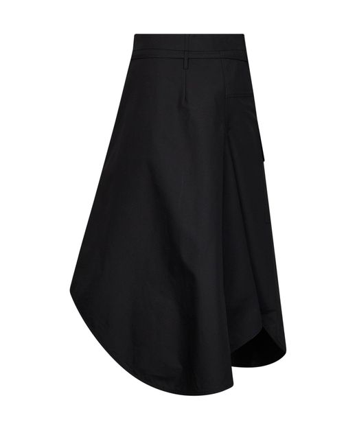 Bottega Veneta Black Long Asymmetric Cotton Skirt