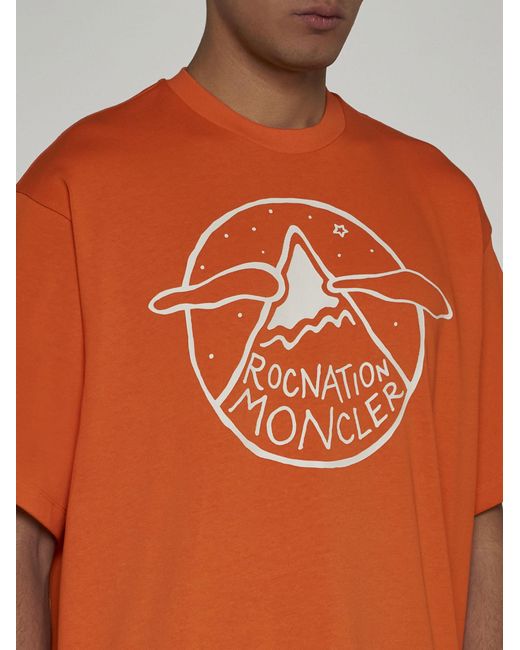 MONCLER X ROC NATION Orange Logo Motif T-shirt for men